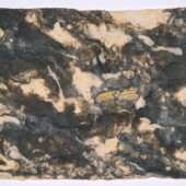 A 2D art piece made from paper and detritus