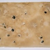 Detritus embedded in handmade paper