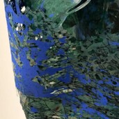 Handmade paper made of blue & green kozo and gampi fibers