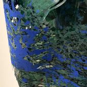 Handmade paper made of blue & green kozo and gampi fibers