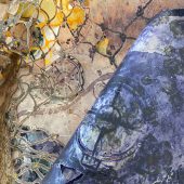 Close up f a mixed media artwork