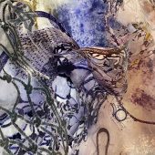 A mixed media art piece made from handmade paper