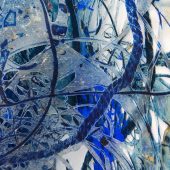 Mixed media art piece made from fabric and mylar