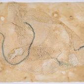 <em>Johnson’s Bayou 1</em> A mixed media art piece with netting and twine