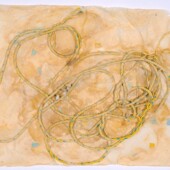 <em>Johnson’s Bayou 3</em> An art piece made from handmade paper and rope