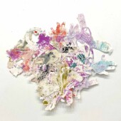 <em>Pandemic Reef 10-2021</em><br>
30 x 35” A 2D art piece made from handmade paper