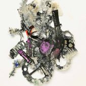 <em>Pandemic Reef 8-2021</em><br>
28 ½ x22” Sculpture made from paper using overbeaten abaca, hemp, and flax