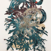 <em>The New Living Reef #5 2020</em><br>
31 x 21”<br>
Framed: 36H x 26W” An picture made from kozo, gampi, and abaca