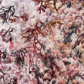 Detail Close up of a mixed media art piece