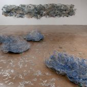 3D art sculptures made from plastic netting