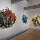Art sculptures made from handmade paper and mylar