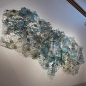 A large art sculpture made from paper, mylar & netting