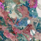 A section of an art sculpture made from mylar & glitter