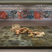 Two large mixed media art sculptures