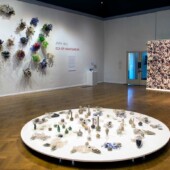 An art exhibit featuring Joan Hall art pieces